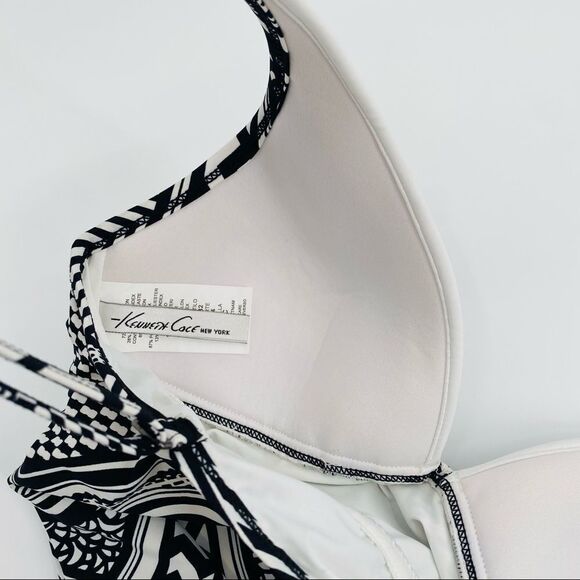 Kenneth Cole black and white geometric mod print tankini top size small/32B - Picture 6 of 7